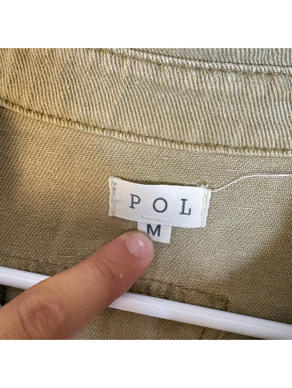 Beige Pol Distressed Button Front Shacket - Picture 4 of 8